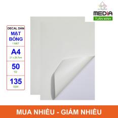 Giấy In Màu Nhãn Dán (Decal) Media 1 Mặt Bóng (Glossy) A4 (21x 29.7cm) 135gsm 50 Tờ