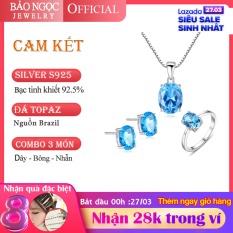 Bộ trang sức bạc nữ trang sức cao cấp gắn đá Topaz thiên nhiên BNT604 Bảo Ngọc Jewelry