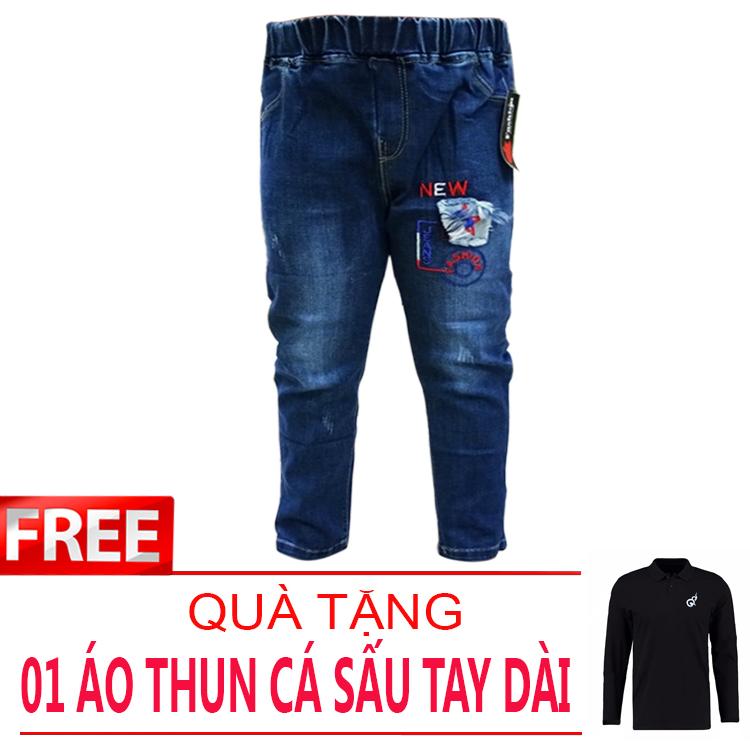 Quần jean dài vải co giãn nhẹ nhàng lưng thun cho bé 15-28kg