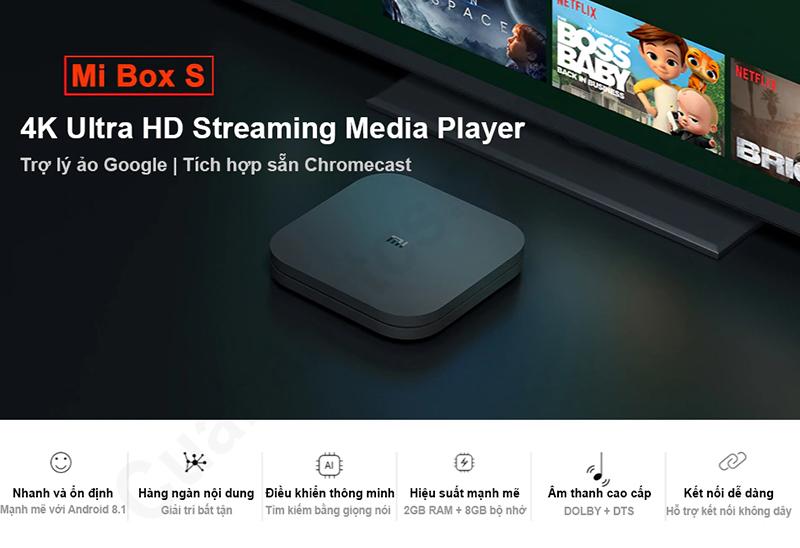 Android TV Box Xiaomi Mibox S Ultra HD 4K tìm kiếm giọng nói Tiếng Việt - Bảo hành 12 tháng...