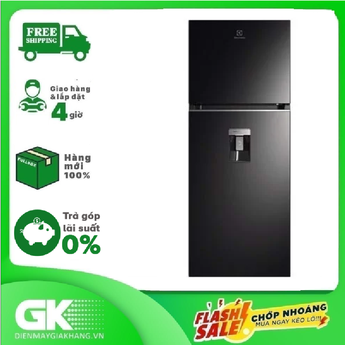 [Trả góp 0%]Tủ lạnh Electrolux Inverter 341 lít ETB3760K-H Mới 2021