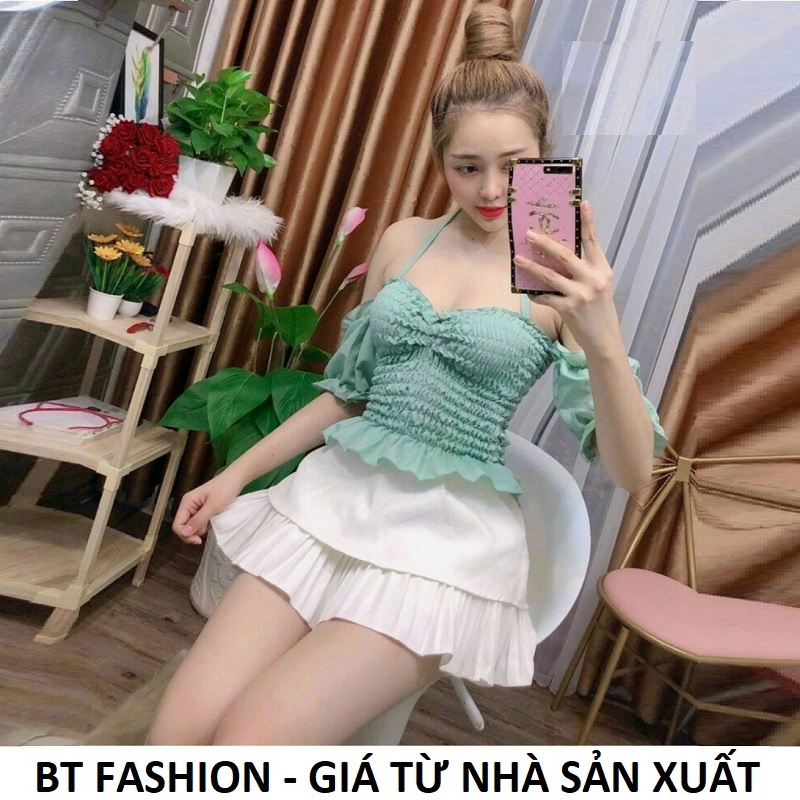 Chân Váy Xòe Ngắn Thời Trang Hàn Quốc Mới - BT Fashion (XÒE 2T Dập Ly Tầng Dưới) - VA02