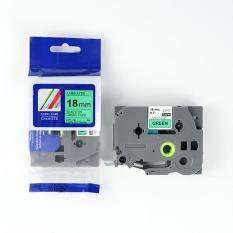 Nhãn in CPT-741 tương thích máy in nhãn Brother P-Touch – Nhãn in chữ đen nền xanh lá khổ 18mm