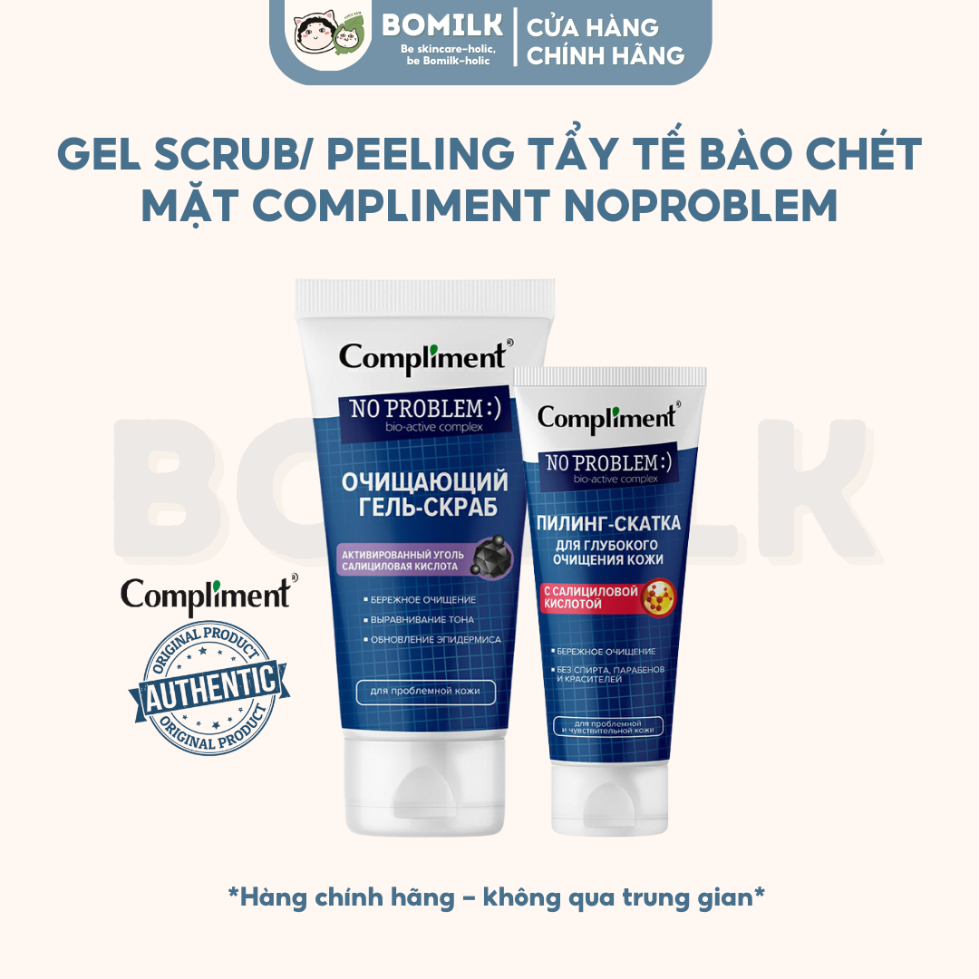 Gel tẩy da chết Compliment Noproblem Than hoạt tính & Salicylic acid - làm sạch, ngừa mụn & giảm bã...
