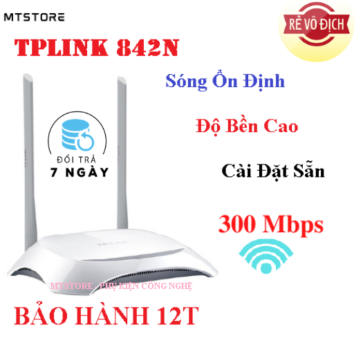 [BẢO HÀNH 12T] Bộ Phát Wifi TPlink, Modem Wifi TPLink 842N 2 râu LIKE NEW 95% chuẩn tốc độ 300...