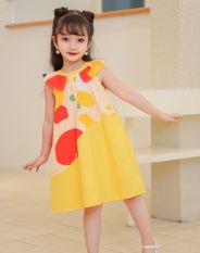 Váy cho bé gái ILABY dáng suông phối họa tiết chất liệu thô hoa mềm mát cho bé 10-35kg [10IG1688D3DL]