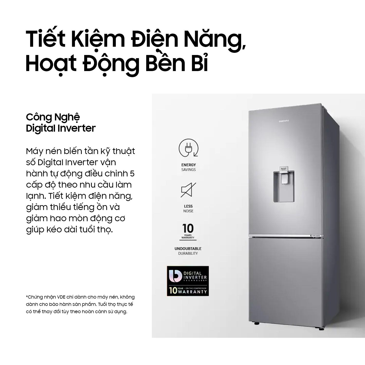 Tủ lạnh Samsung Inverter Hai Cửa Ngăn Đông Dưới 276L (B27N4180B1/SV) - Công nghệ làm lạnh vòm - Bộ lọc...