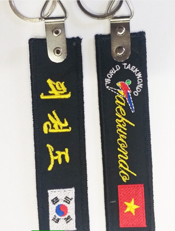 [HCM]Móc khóa Taekwondo vải ailaikit thêu 2 mặt