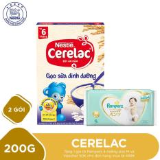 Mua 2 Hộp bột ăn dặm NESTLÉ CERELAC Gạo Sữa Dinh Dưỡng – 200g Tặng 1 gói tã Pampers 4 miếng size M và Voucher 50K cho đơn hàng mua tã 499K