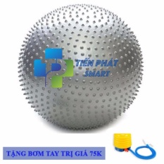 Bóng tập Yoga và massage Gym cao cấp+ Kèm bộ dụng cụ bơm hơi TPS Gai 75CM (Ghi)