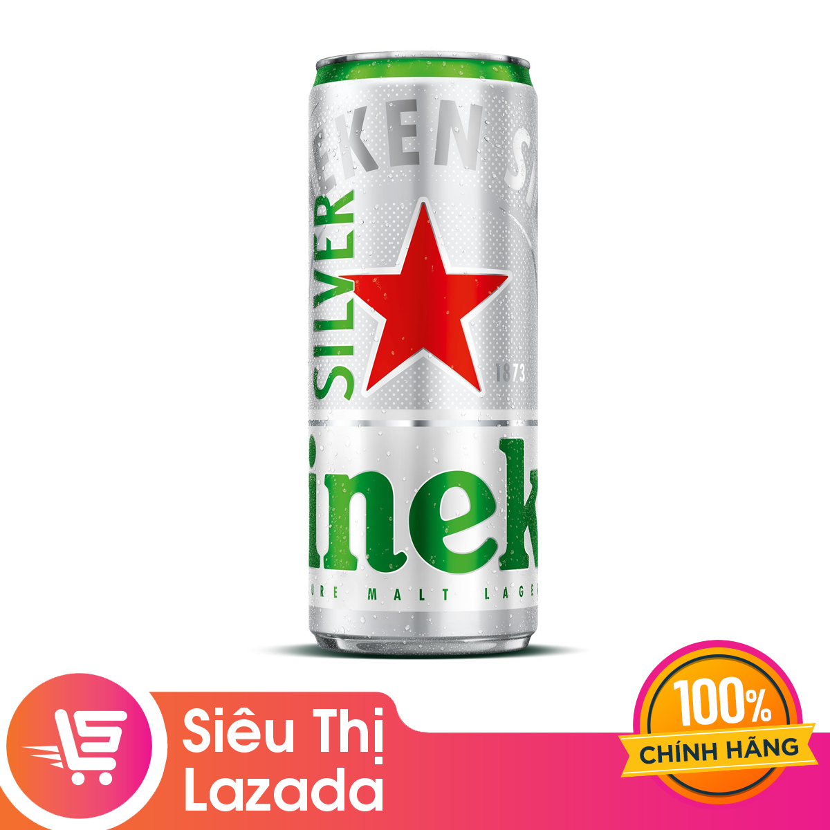 [Siêu thị Lazada- Quà tặng không bán] Lốc 6 lon cao Heineken Silver (mới) (330ml/lon) - nguyên liệu tự nhiên...