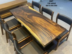Bàn ăn 6 ghế , bàn gỗ me tây nguyên tấm đã xử lý kỹ đạt tiêu chuẩn xuất khẩu dày 5cm