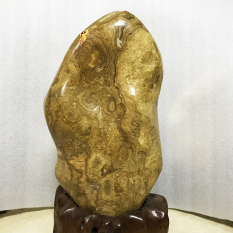Đá, Cây đá, trụ đá phong thủy màu vàng Cao 63 cm, nặng 32 kg cho mệnh Kim và Thổ canxiden