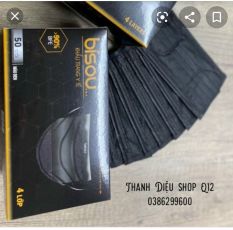 Hộp 50 cái k trang kháng khuẩn 4 lớp màu đen