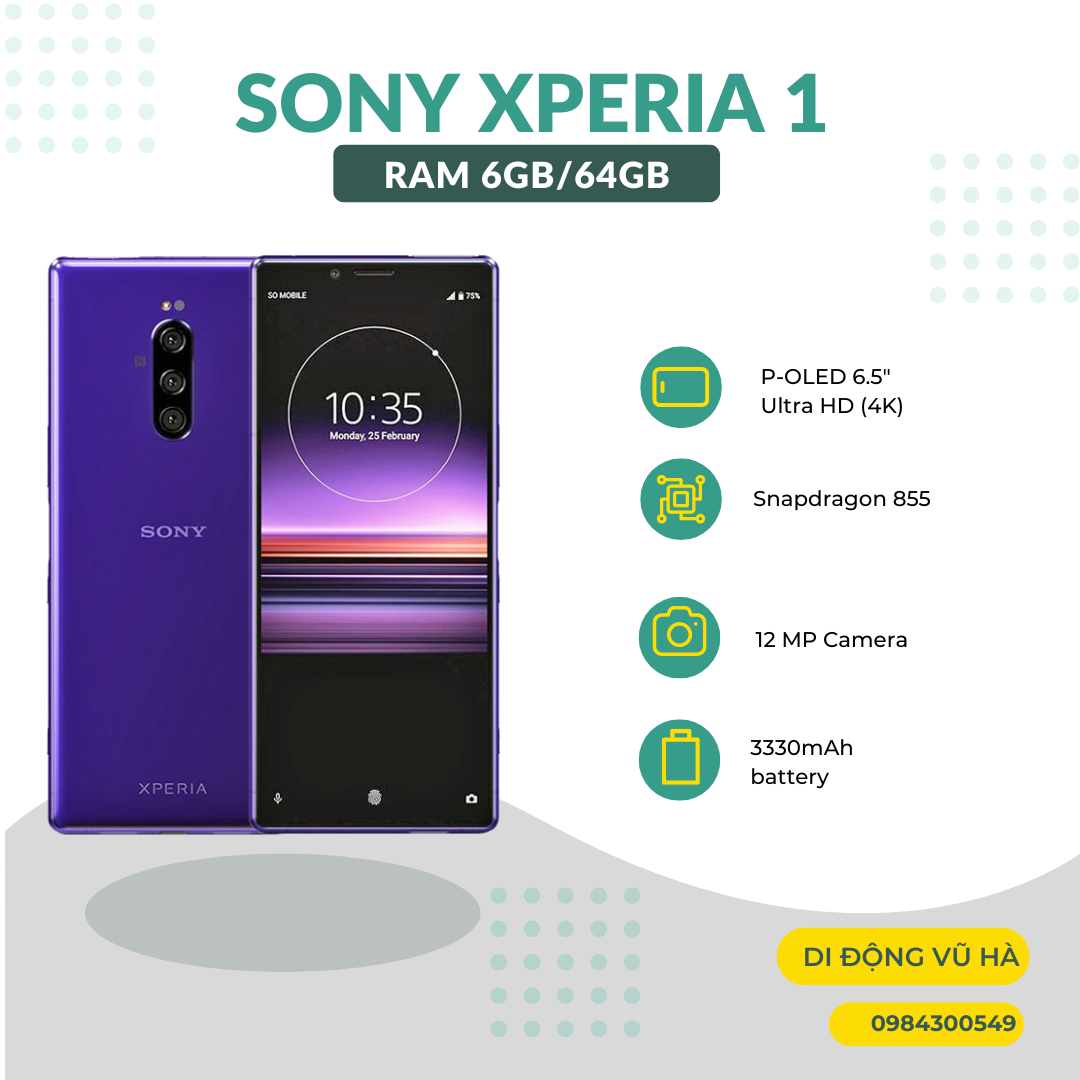 Điện thoại Sony Xperia 1 – Sony X1 ram 6/64 Chip Snap 855