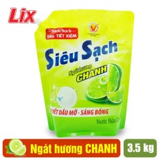 Nước rửa chén LIX 3.5KG siêu sạch hương chanh loại túi N4301 làm sạch vết bẩn dầu mỡ không hại da tay – Lixco Việt Nam