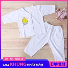 Set 5 bộ quần áo tay dài Bosini màu trắng, cúc giữa cho bé từ 0-12 tháng