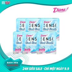 Bộ 6 gói Băng vệ sinh Diana SENSI Cool Fresh siêu mỏng cánh Gói 8 miếng