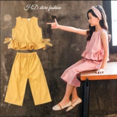 Đồ bộ bé gái size đại mặc nhà cộc tay quần lửng chất vải mát 5-14 tuổi LATIKA 0049