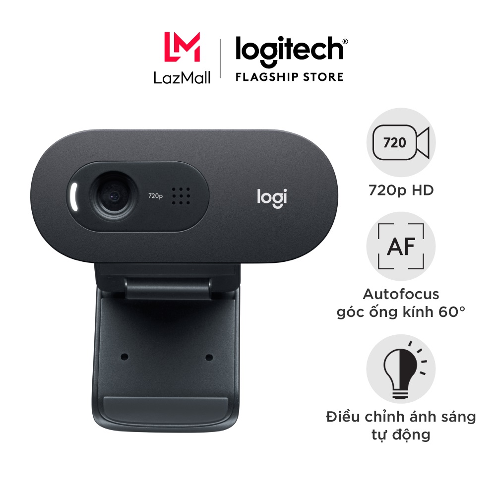 Webcam Logitech C505 720p HD 30FPS - Góc camera rộng 60o, micro đa hướng giảm ồn và dài 2m, phù...