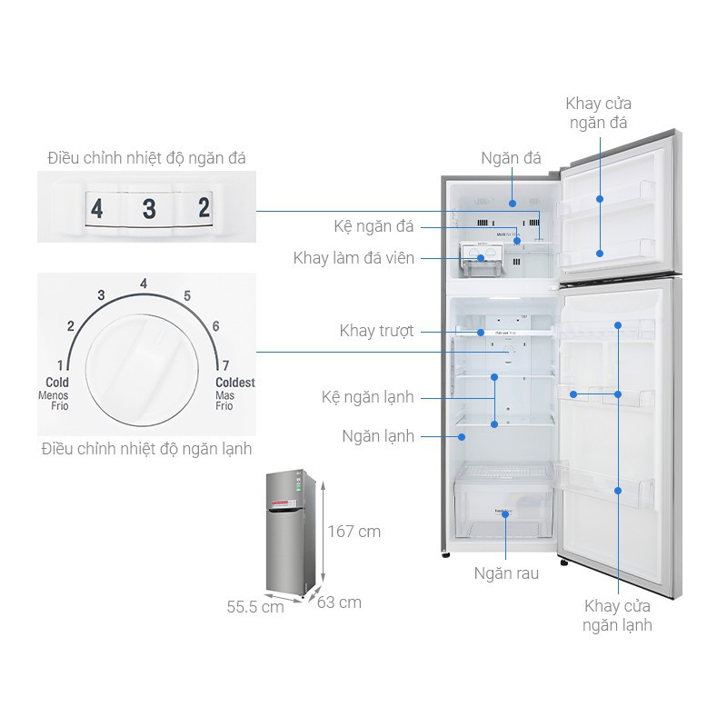 [Trả góp 0%]Tủ Lạnh LG Inverter 255 Lít GN-M255PS