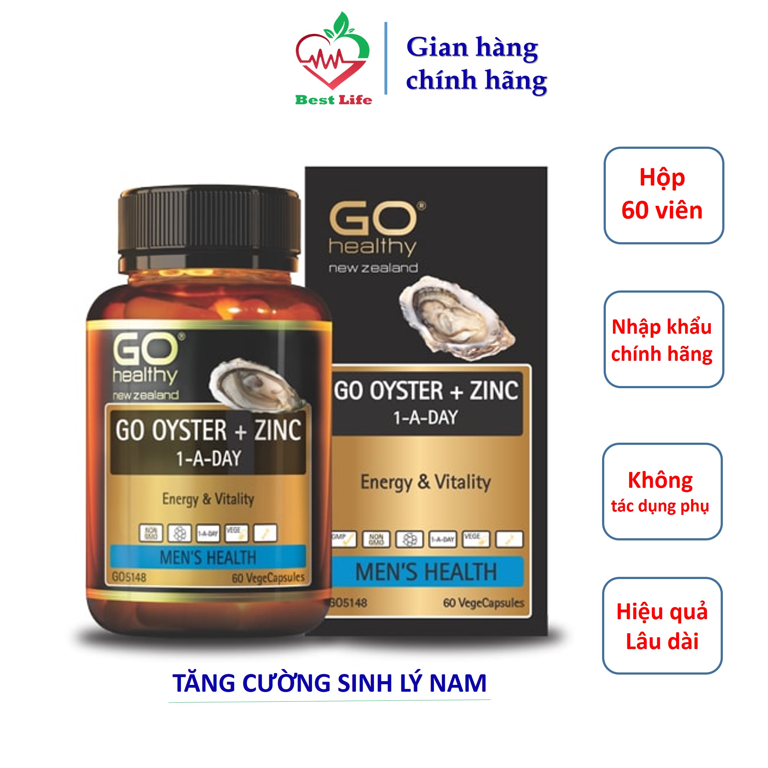 Tinh chất hàu Go Healthy OYSTER + ZINC Tăng cường sinh lý dứt điểm Xuất tinh sớm rối loạn cương...