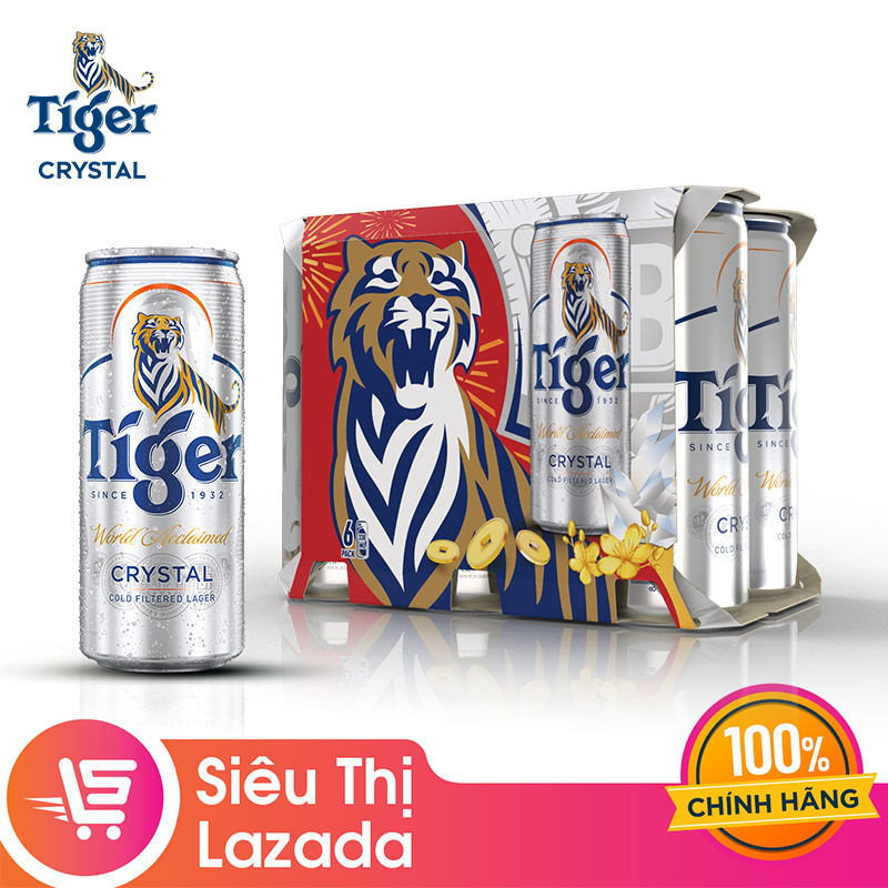 [QT] Lốc 6 lon bia Tiger Crystal 330ml