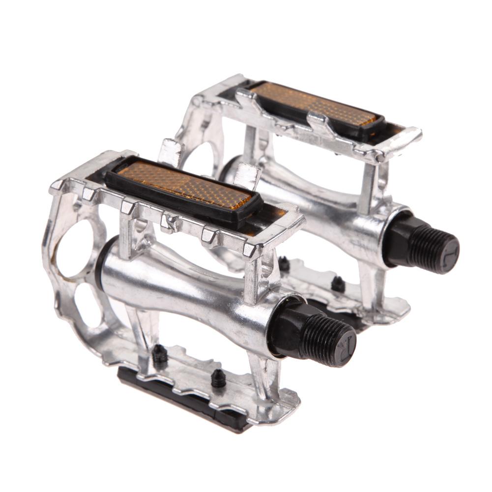 1 Pair BMX MTB Aluminium Alloy Mountain Bicycle 9/16" Pedals Flat(Silver) - INTL