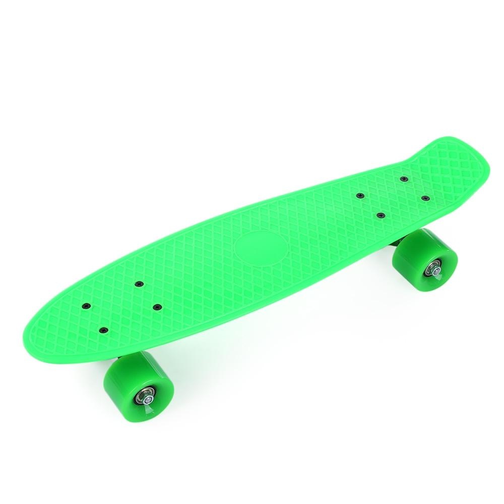 22 inch Four-wheel Street Long Mini Fish Skateboard (GREEN WHEEL) (Green) - intl