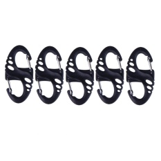 5PCS Climbing Hook S Type Carabiner Dual Buckle Keychain Mini Black – intl