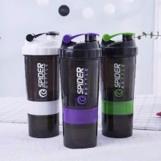 Bình nước thể thao 500ml 3 ngăn tặng kèm con lắc kim loại (Màu Tím)