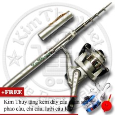 Bộ cần câu bút du lịch KT Mini M1 Silver 100cm (*Kim Thủy) + Kèm Máy câu đứng + Dây câu, Phao câu, Chì câu, Lưỡi câu (Miễn phí vận chuyển)