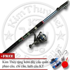 Bộ cần câu máy tiện dụng KT Blue 2.1M (*Kim Thủy) + Kèm Máy câu + Dây câu, Phao câu, Chì câu, Lưỡi câu