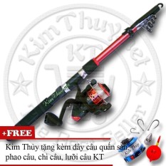 Bộ cần câu máy tiện dụng KT Red 2.1M (*Kim Thủy) + Kèm Máy câu + Dây câu, Phao câu, Chì câu, Lưỡi câu (Miễn phí vận chuyển)