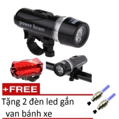 Bộ Đèn Pin Gắn Xe Đạp Và Đèn Chiếu Hậu 5 Led + Tặng 2 Đèn Led Gắn Van Bánh Xe 206211-1