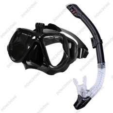 Bộ kính lặn Gopro – BLACK, Ống thở van 1 chiều ngăn nước, mắt KÍNH CƯỜNG LỰC, gắn được Gopro, SJCAM, Camera hành trình – DONGDONG