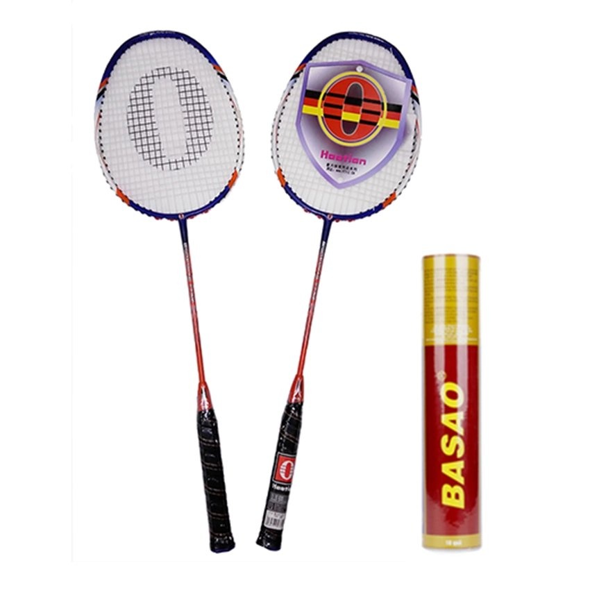 Bộ vợt cầu lông Haotian 7725 + Cầu lông Ba Sao tập luyện (10 quả)