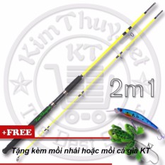 Cần câu máy 2 khúc Đặc ruột 2m1 KT-CC Yellow (*Kim Thủy) Câu cá siêu bạo lực + Tặng mồi giả