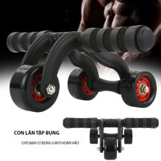 Dụng cụ tập cơ bụng đa năng 3 bánh (Đen) +Tặng bộ đôi Găng tay tập thể dục