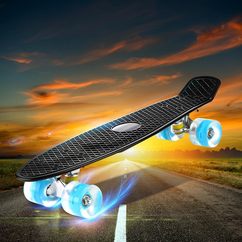 Enkeeo Kids Youths 22" Penny Style Skateboard Long Board Plastic Stakeboard Gift Black - intl