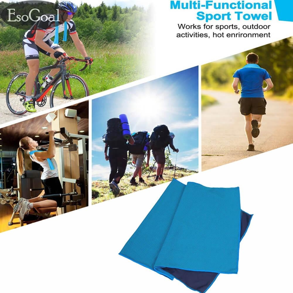 EsoGoal Cooling Towel, Instant Icy Cooling Chilly Towel for Sports, Workout, Fitness, Gym, Yoga, Pilates, Travel, Camping & More (Blue)...