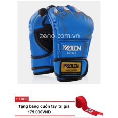 Găng tay đấm bao cát / MMA Wolon (xanh)+ tặng băng quấn tay