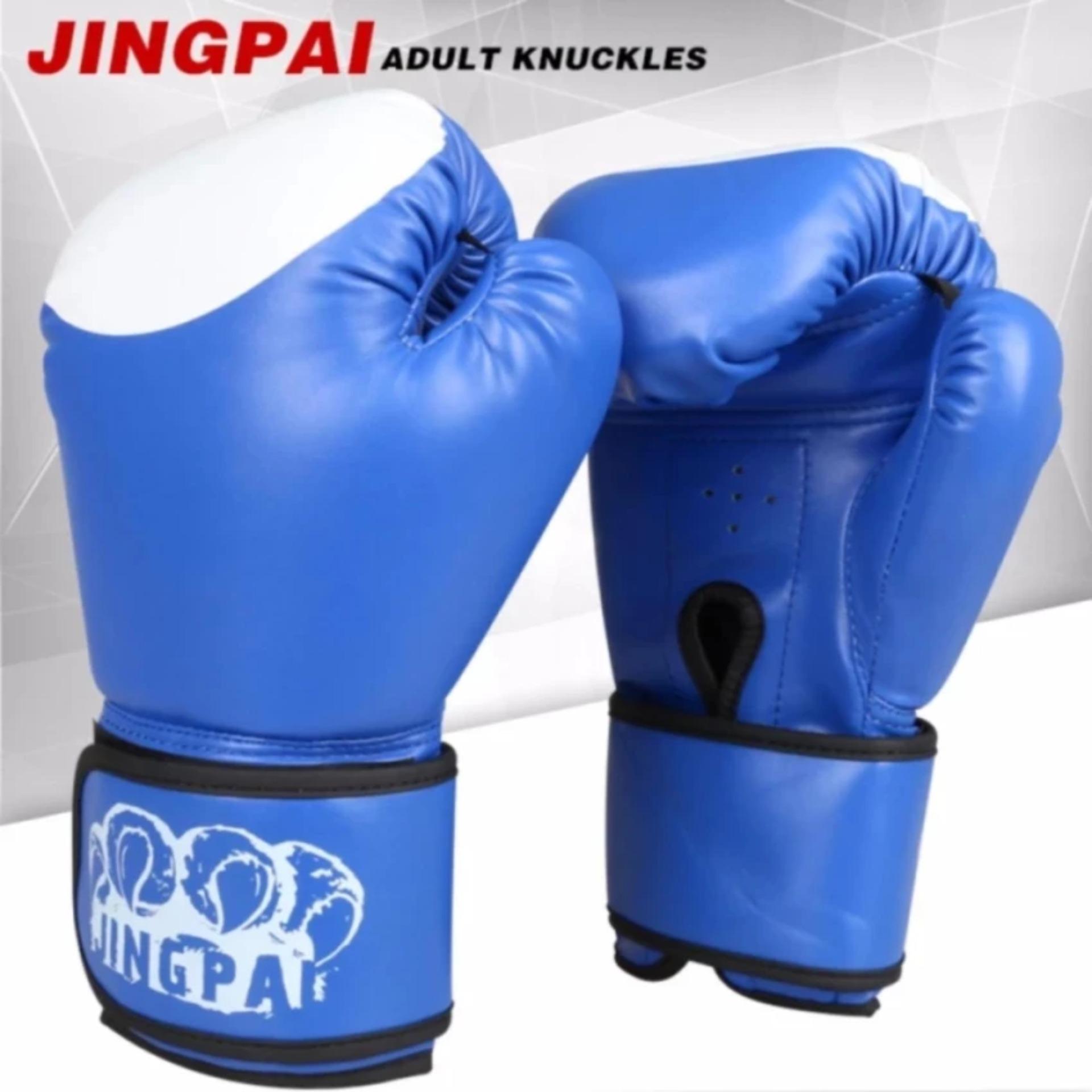 Găng tay đấm boxing chuyên nghiệp Jingpai (xanh dương)