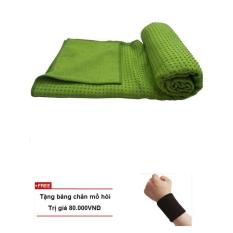 Khăn trải thảm tập yoga silicon cao cấp(xanh lá) + Tặng băng thấm mồ hôi tay