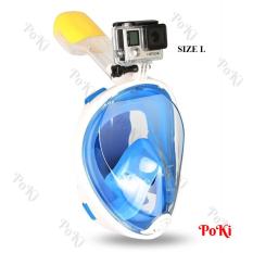 Mặt nạ lặn Full Face – Size L – mắt NHỰA TRONG, gắn được GOPRO, SJCAM tầm nhìn 180 độ, Ống thở 1 chiều ngăn nước, hàng thể thao chuyện dụng cao cấp – POKI