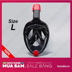 Mặt nạ lặn Full Face, Size L, mắt KÍNH CƯỜNG LỰC; gắn được GOPRO, SJCAM kèm ống thở ngăn nước – POPO Sports
