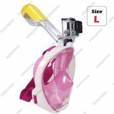 Mặt nạ lặn Full Face PINK – mắt NHỰA TRONG gắn được GOPRO, SJCAM tầm nhìn 180 độ, Ống thở gắn liền ngăn nước – DONGDONG