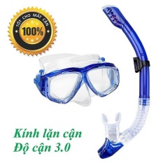 Mặt nạ lặn cận gồm ống thở, độ cận 3.0 độ, kính lặn cận mắt kính cường lực, ống thở ngăn nước POPO Collection