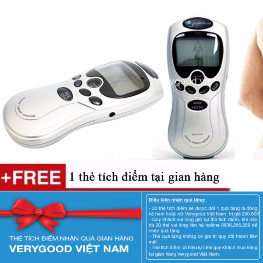 Máy massage xung điện thể thao 4 miếng dán Tiếng Việt + Tặng kèm 1 thẻ tích điểm Verygood
