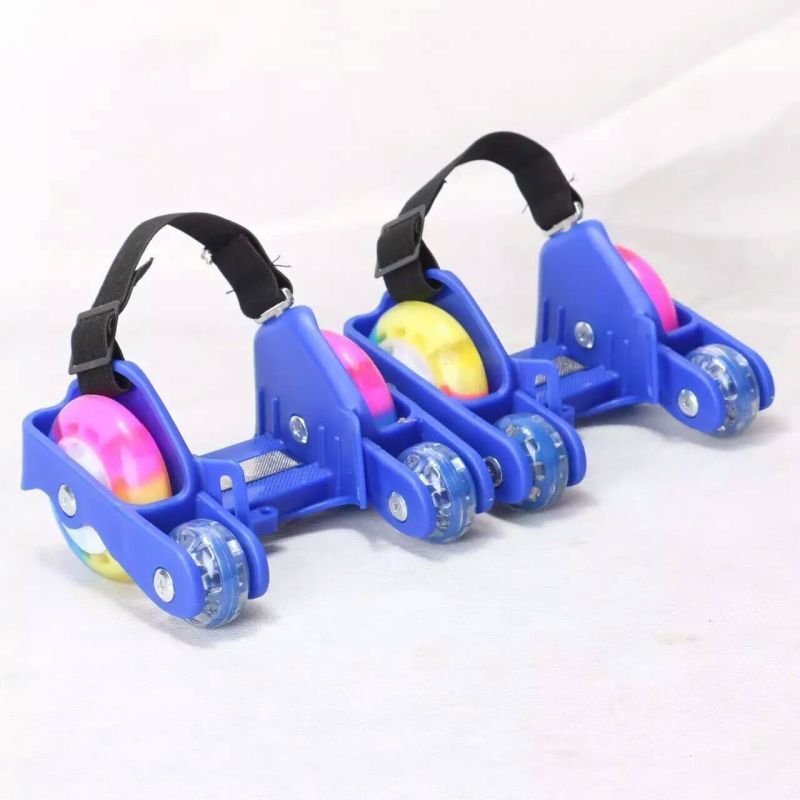 Newly Colorful PU 4 Wheel Flashing Roller Skates(Blue) - intl